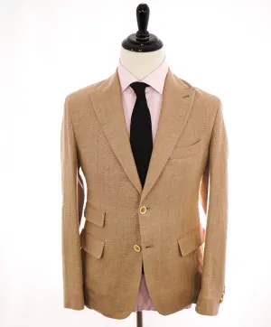 ELEVENTY - "WOOL & LINEN" Peak Lapel Camel Summer Suit - 40 (50 EU)