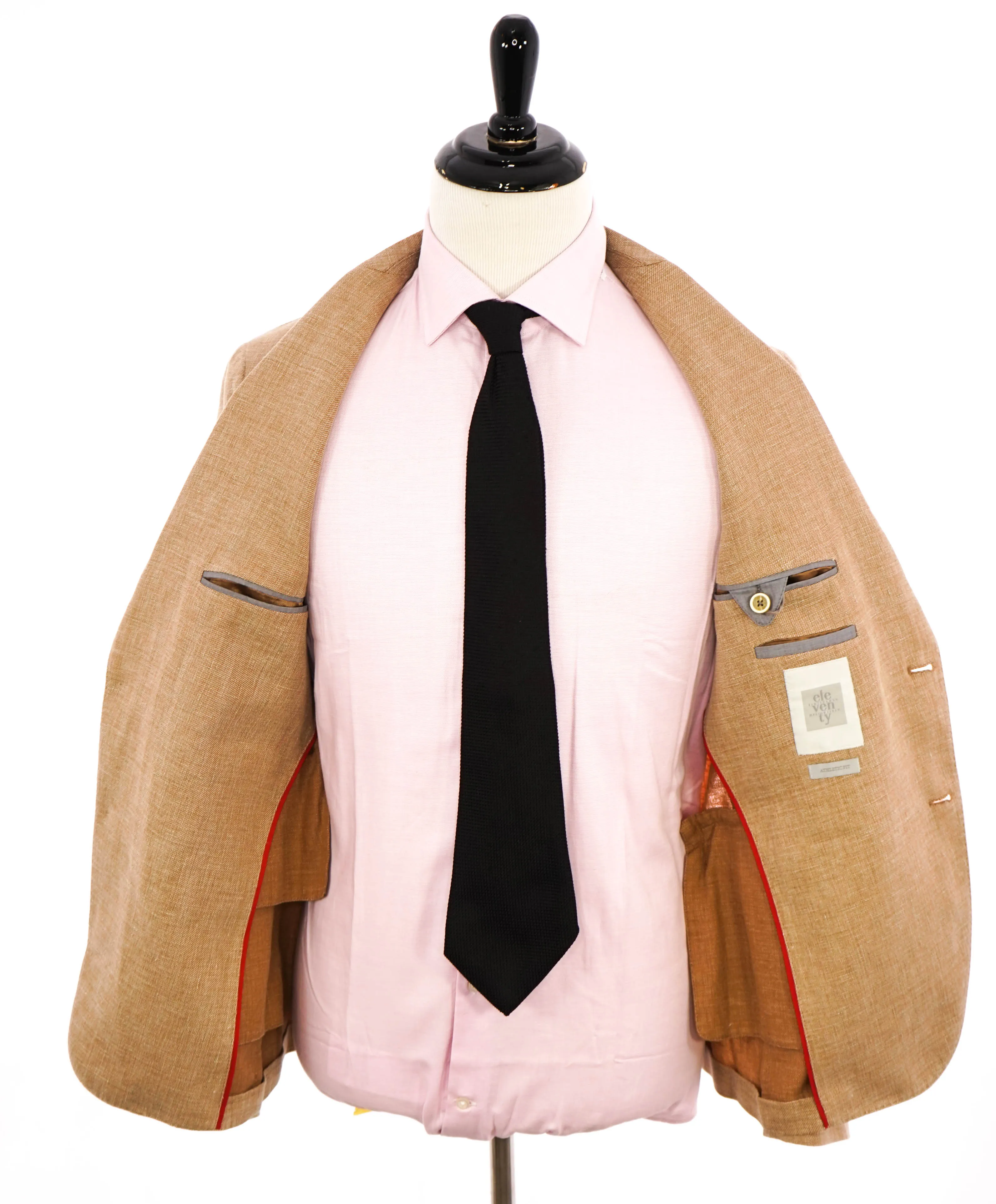ELEVENTY - "WOOL & LINEN" Peak Lapel Camel Summer Suit - 40 (50 EU)