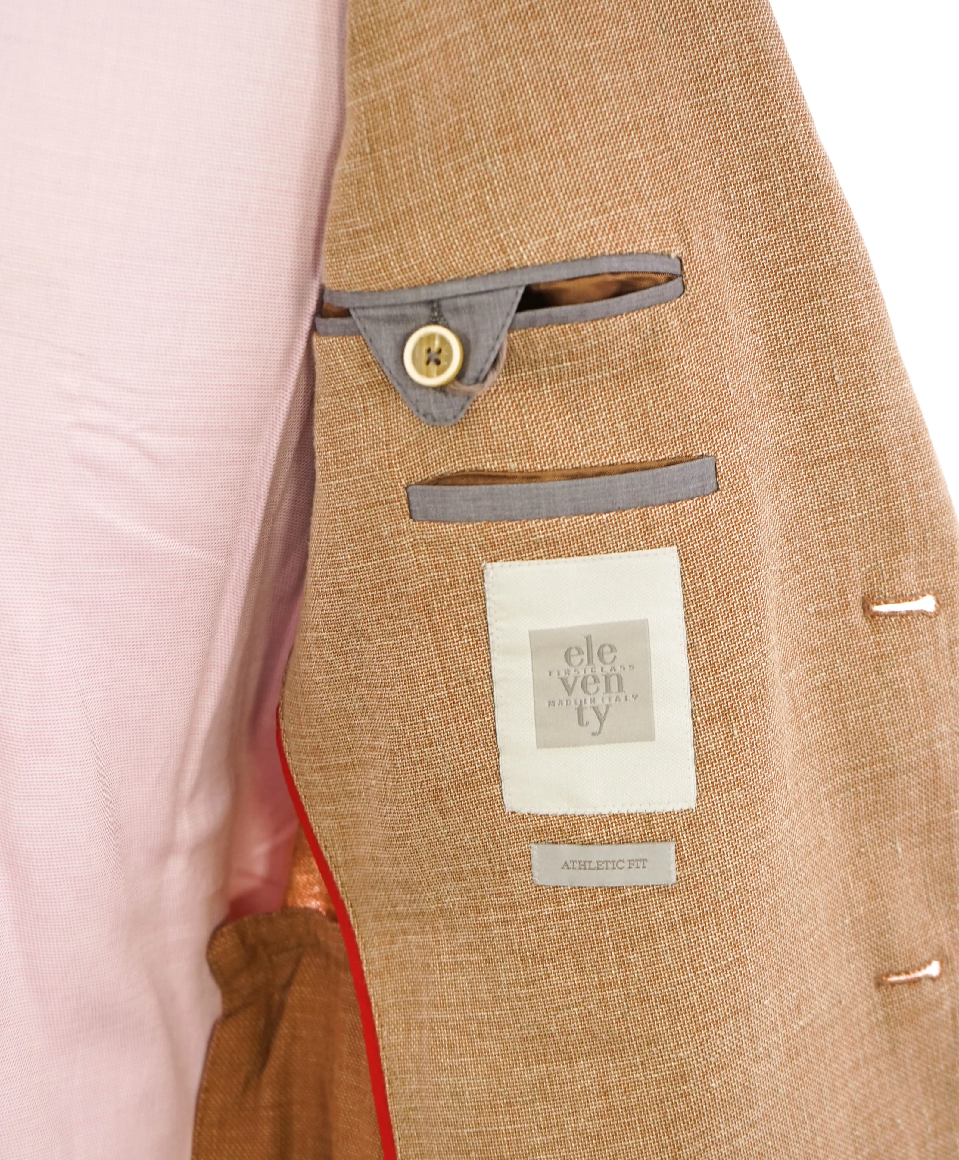 ELEVENTY - "WOOL & LINEN" Peak Lapel Camel Summer Suit - 40 (50 EU)