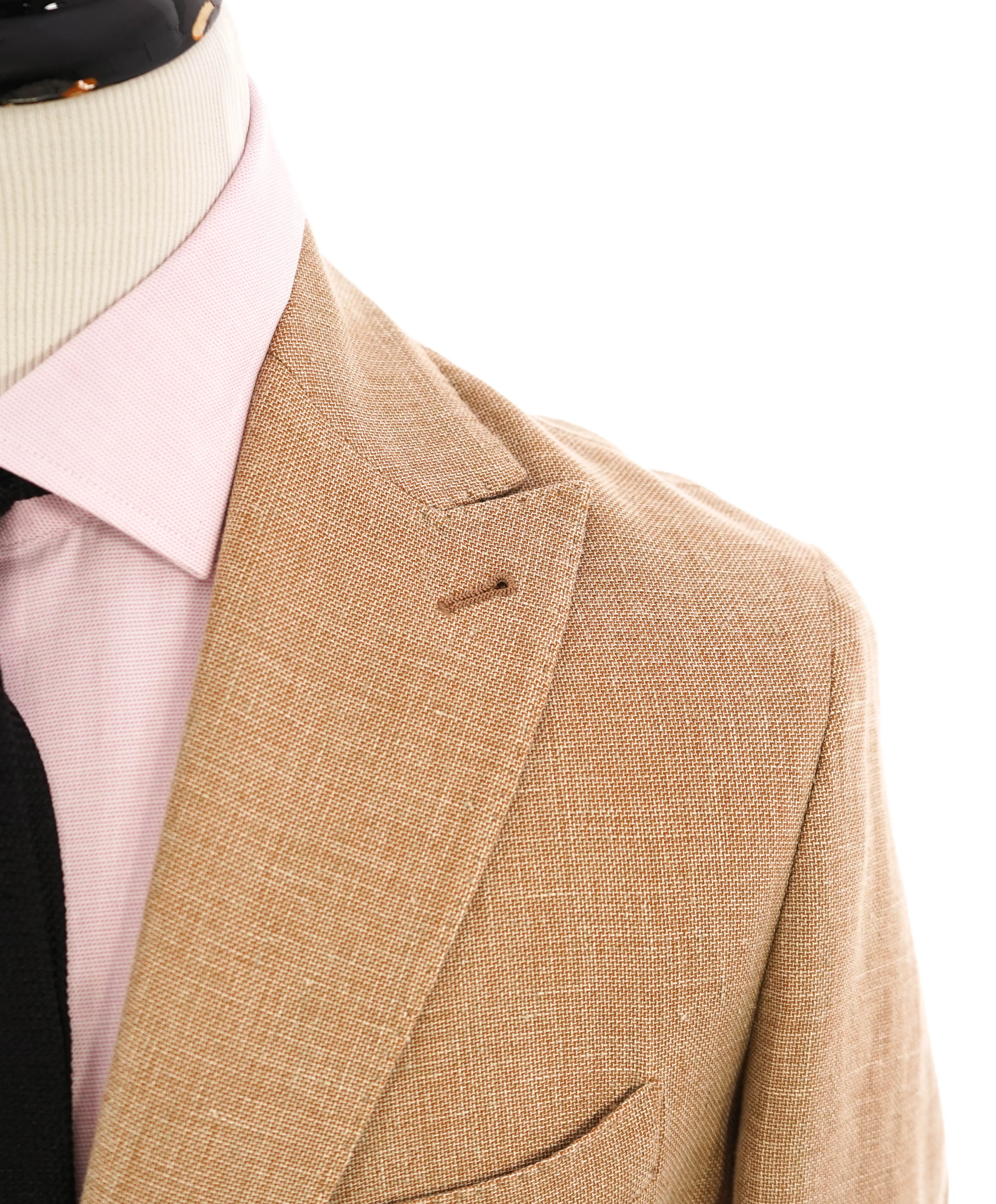 ELEVENTY - "WOOL & LINEN" Peak Lapel Camel Summer Suit - 40 (50 EU)