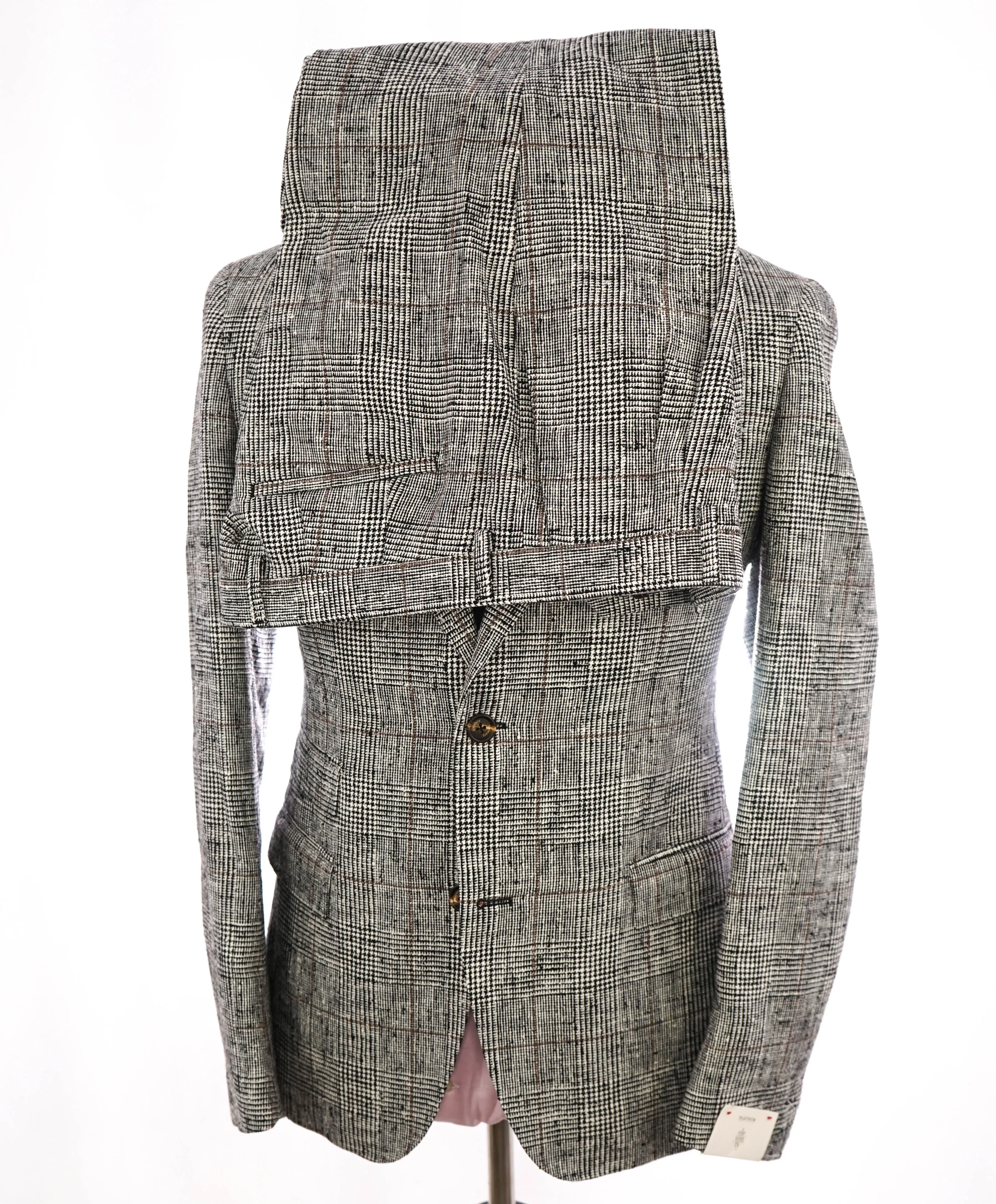 ELEVENTY - "WOOL/SILK/LINEN" PLATINUM Black & Ivory Fleck Suit - 40 (50 EU)