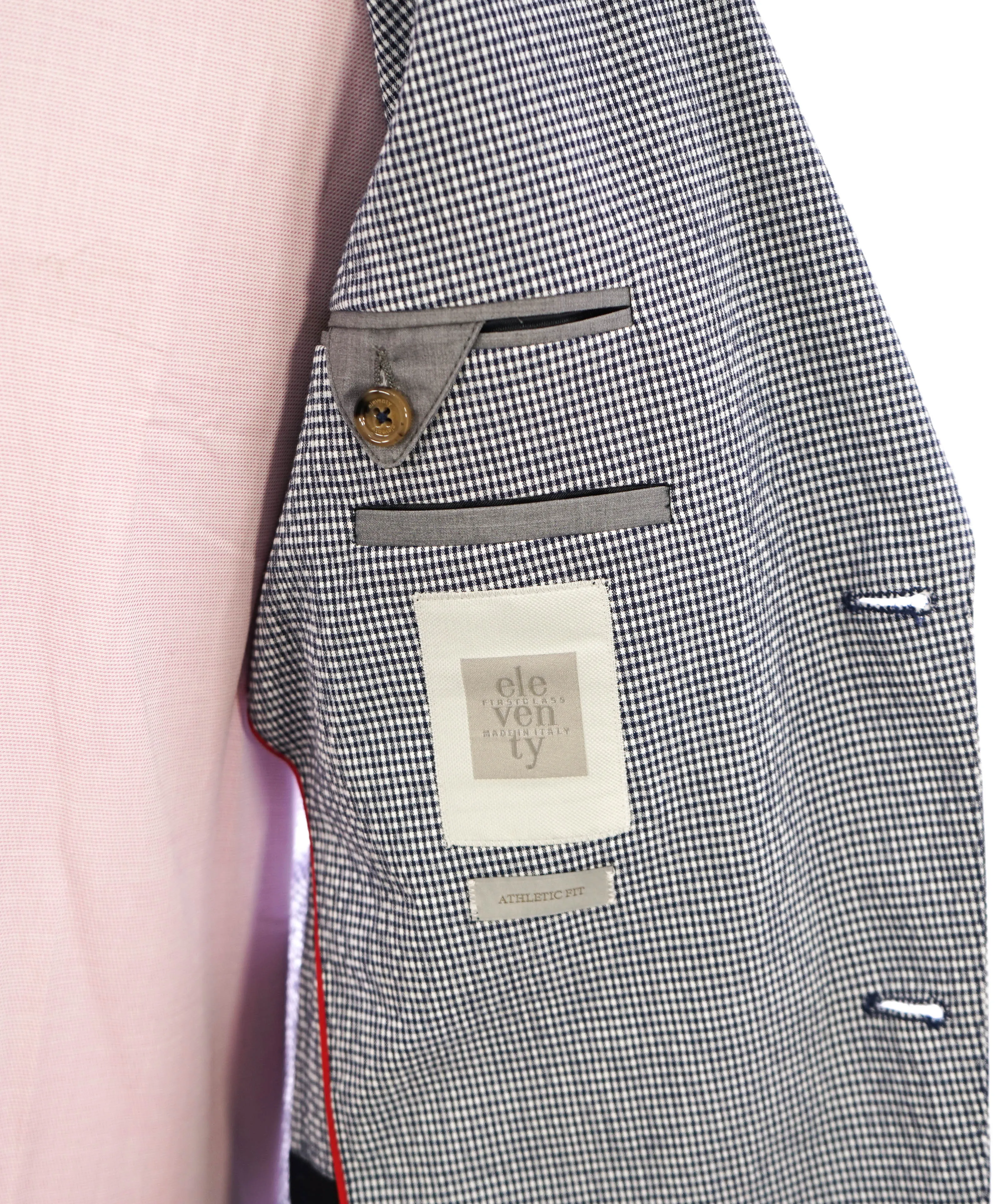 ELEVENTY - SEERSUCKER Blue Gingham Check White Button Blazer - 38 (48 EU)