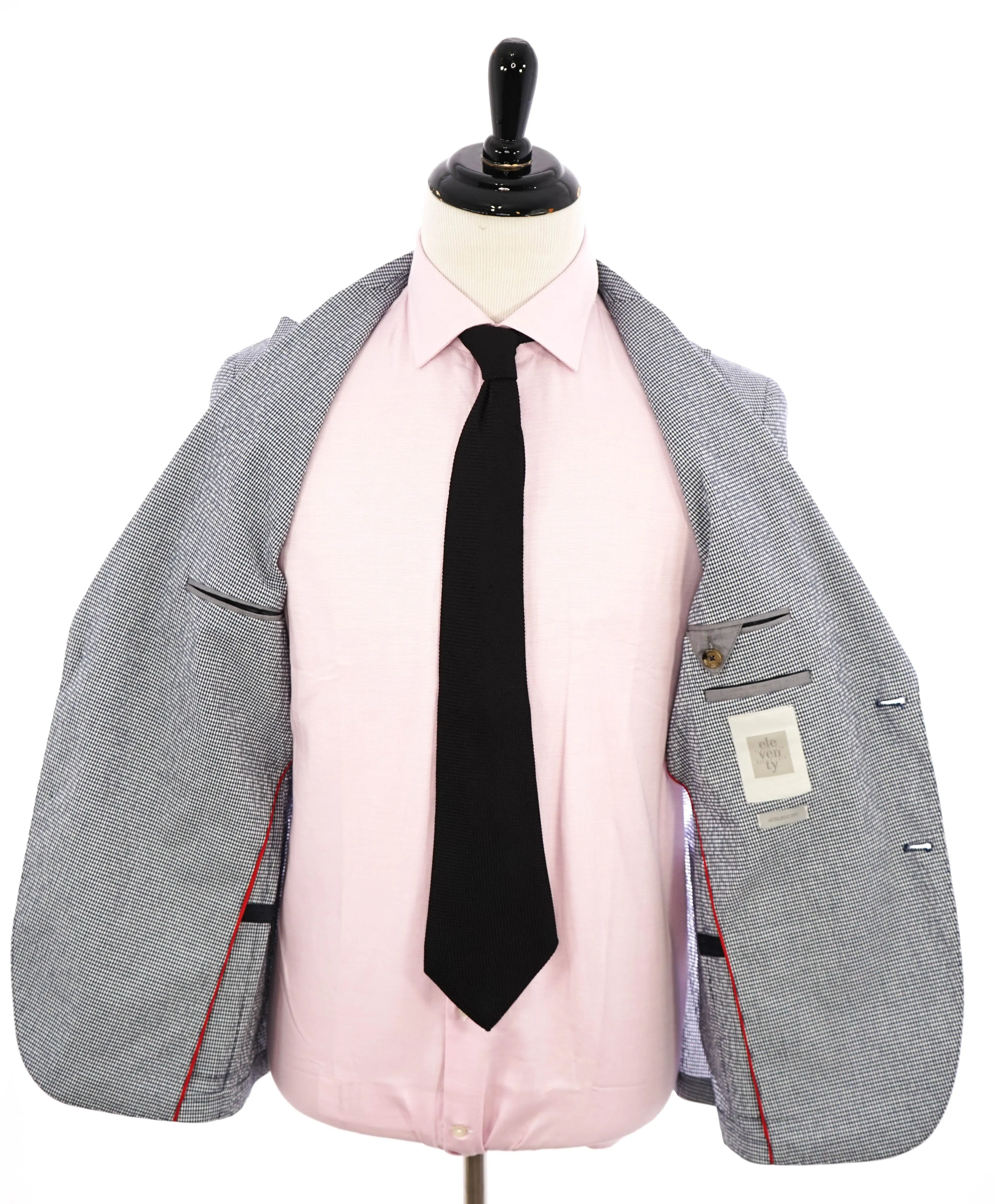 ELEVENTY - SEERSUCKER Blue Gingham Check White Button Blazer - 38 (48 EU)