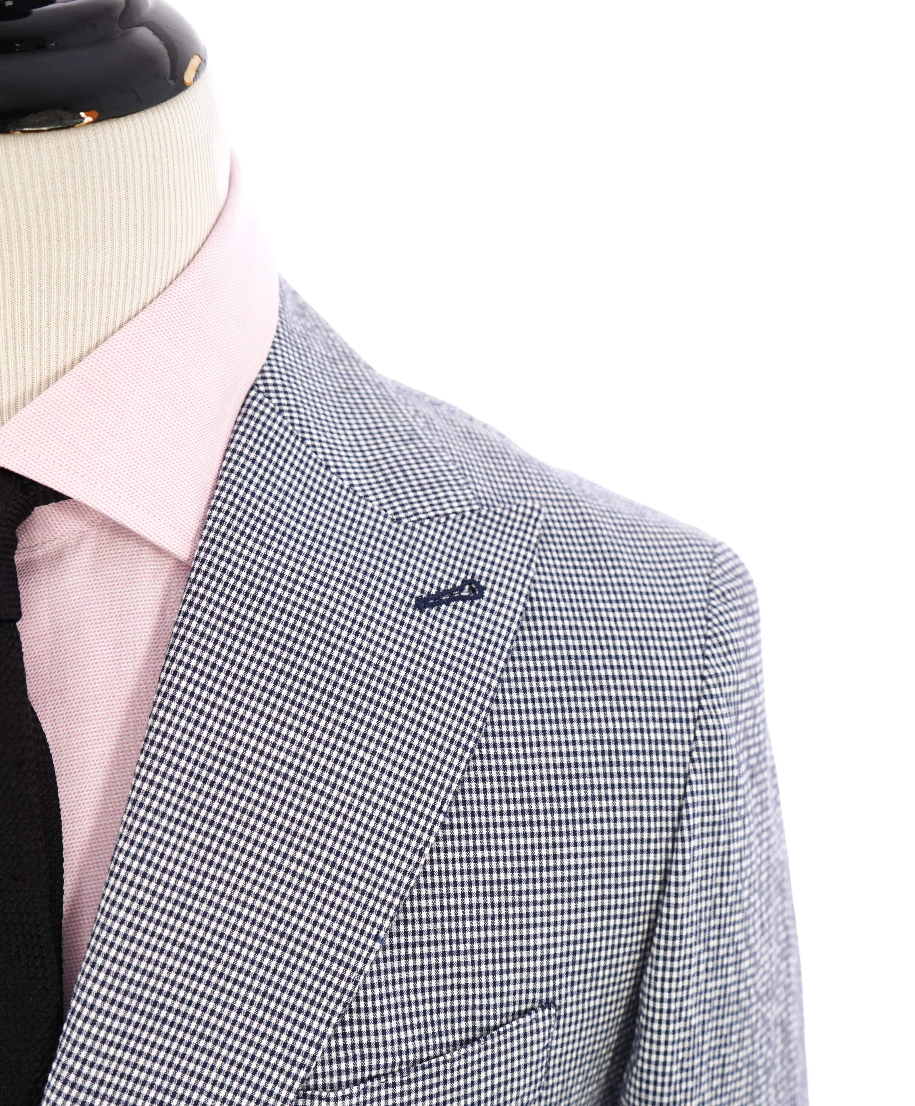 ELEVENTY - SEERSUCKER Blue Gingham Check White Button Blazer - 38 (48 EU)