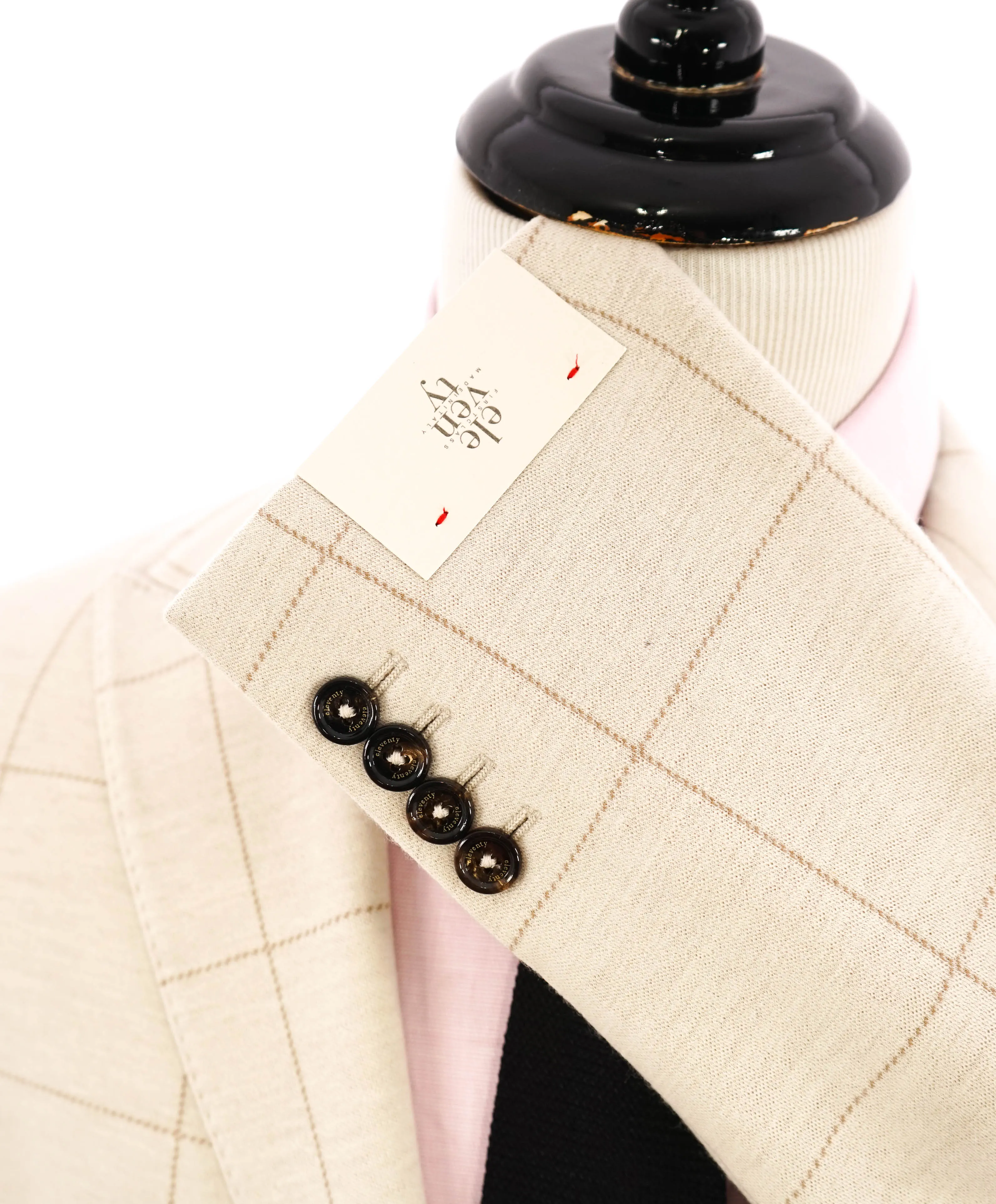 ELEVENTY - Windowpane Beige & Ivory Sweater Jacket Blazer - 40US (50 EU)