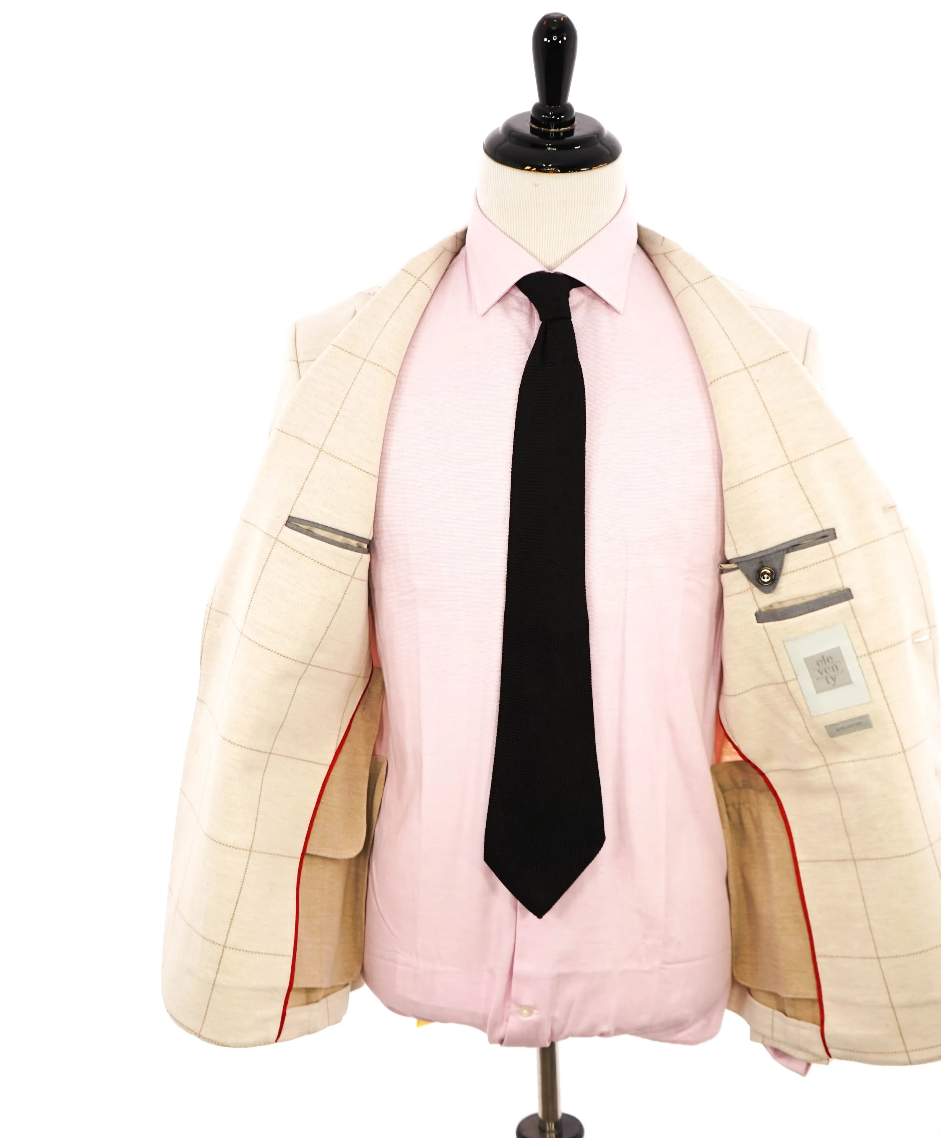 ELEVENTY - Windowpane Beige & Ivory Sweater Jacket Blazer - 40US (50 EU)