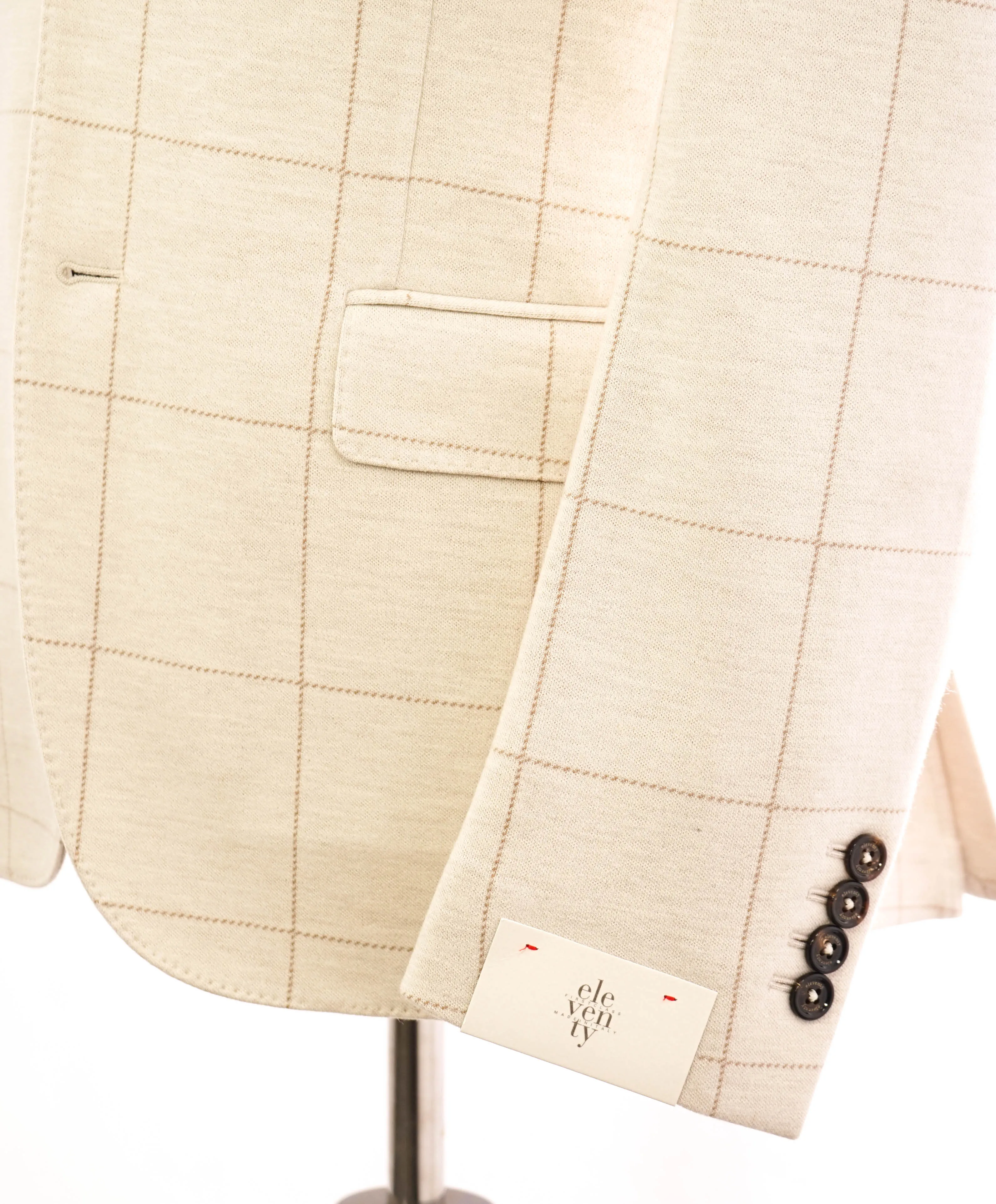 ELEVENTY - Windowpane Beige & Ivory Sweater Jacket Blazer - 40US (50 EU)