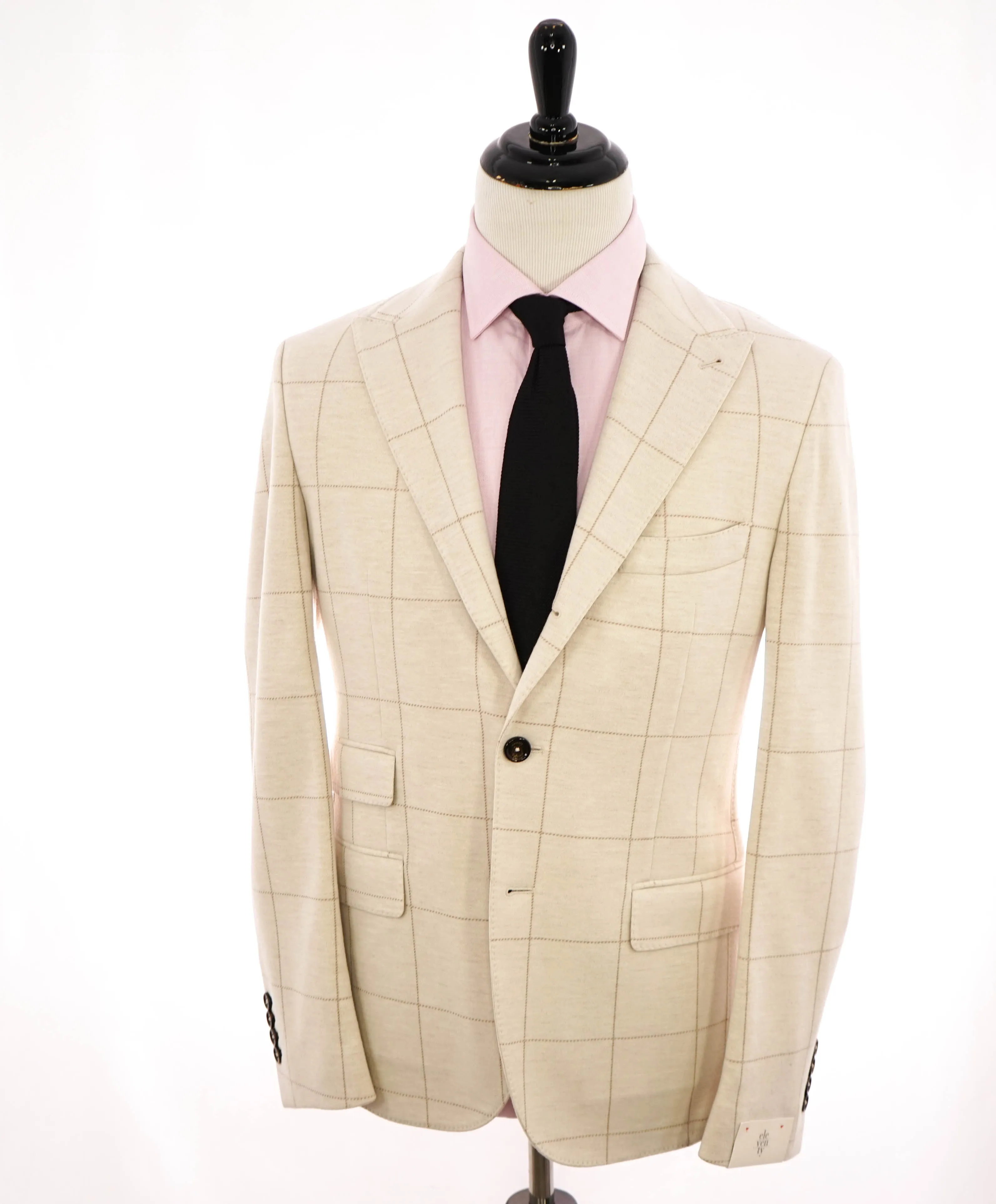 ELEVENTY - Windowpane Beige & Ivory Sweater Jacket Blazer - 40US (50 EU)