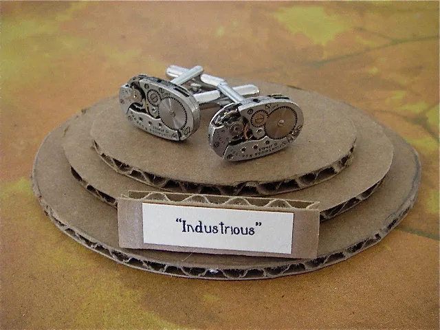 Elgin - Steampunk - Industrial - Cufflinks - Cuff Links -Repurposed - Up cycled