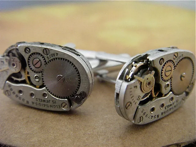 Elgin - Steampunk - Industrial - Cufflinks - Cuff Links -Repurposed - Up cycled