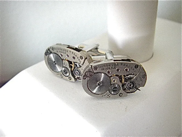 Elgin - Steampunk - Industrial - Cufflinks - Cuff Links -Repurposed - Up cycled