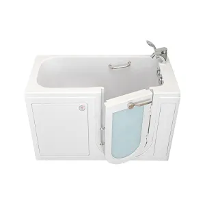 Ella Lounger 27"x60" Acrylic Soaking Walk-In-Bathtub, Left Outward Swing Door, Heated Seat,  2 Piece Fast Fill Faucet, 2" Dual Drain
