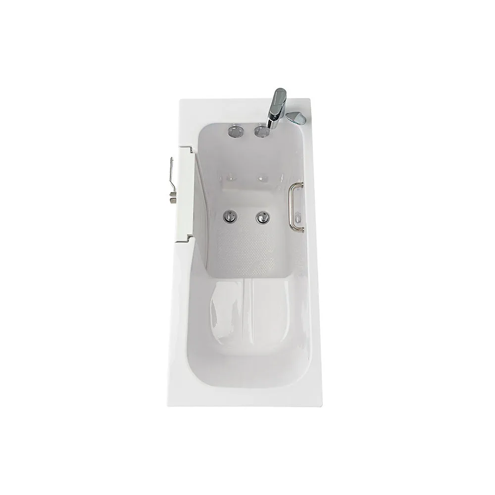 Ella Lounger 27"x60" Acrylic Soaking Walk-In-Bathtub, Left Outward Swing Door, Heated Seat,  2 Piece Fast Fill Faucet, 2" Dual Drain