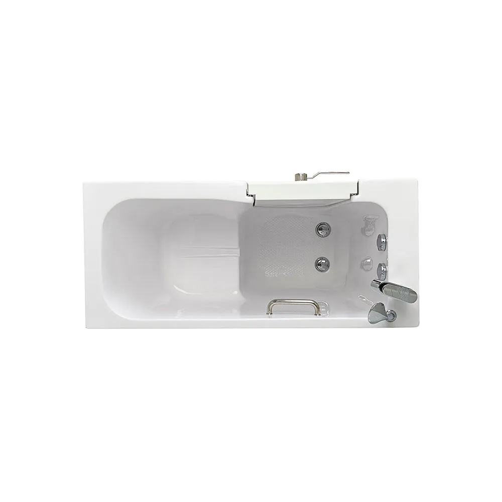 Ella Lounger 27"x60" Acrylic Soaking Walk-In-Bathtub, Left Outward Swing Door, Heated Seat,  2 Piece Fast Fill Faucet, 2" Dual Drain