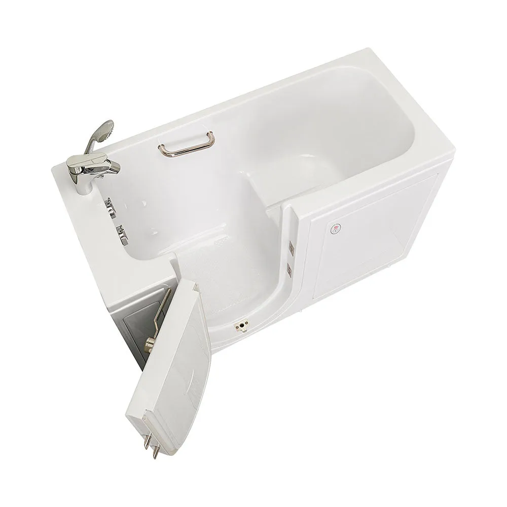 Ella Lounger 27"x60" Acrylic Soaking Walk-In-Bathtub, Left Outward Swing Door, Heated Seat,  2 Piece Fast Fill Faucet, 2" Dual Drain