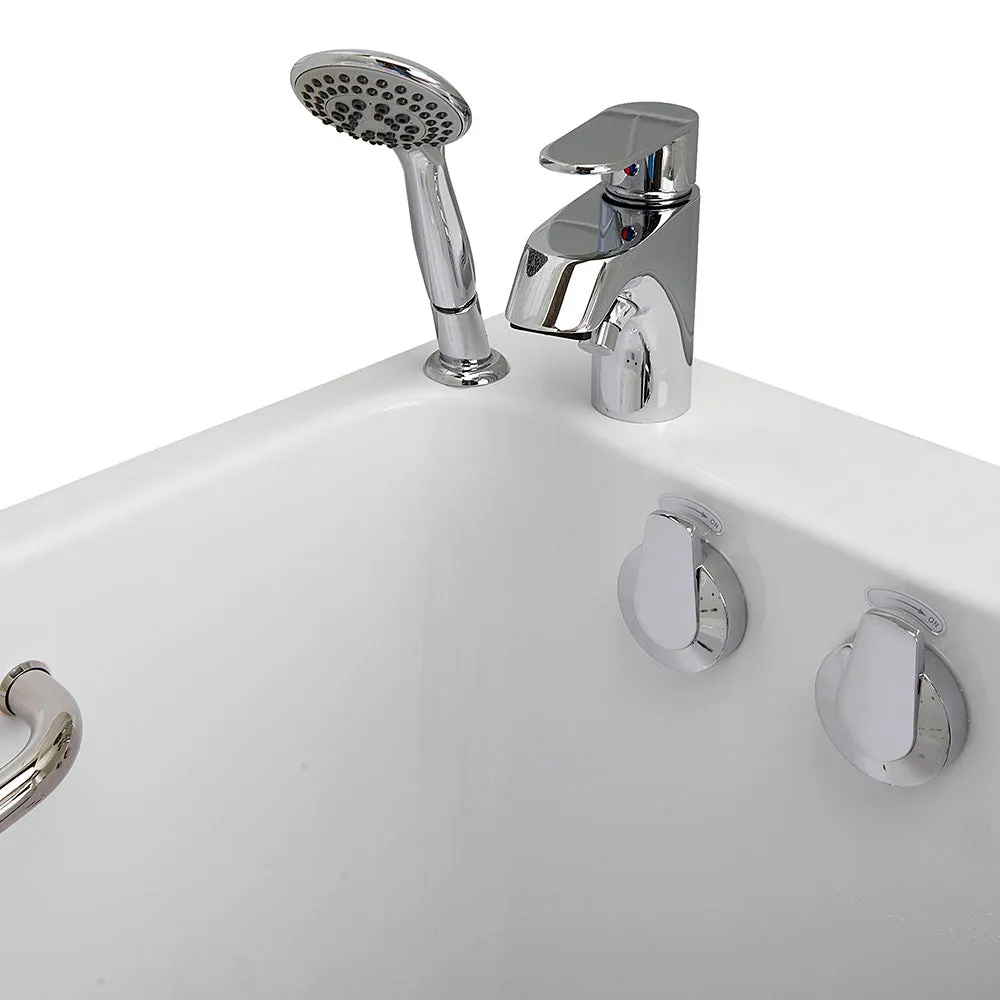 Ella Lounger 27"x60" Acrylic Soaking Walk-In-Bathtub, Right Outward Swing Door, Heated Seat,  2 Piece Fast Fill Faucet, 2" Dual Drain