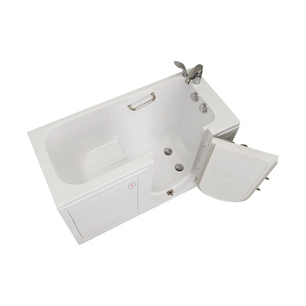 Ella Lounger 27"x60" Acrylic Soaking Walk-In-Bathtub, Right Outward Swing Door, Heated Seat,  2 Piece Fast Fill Faucet, 2" Dual Drain