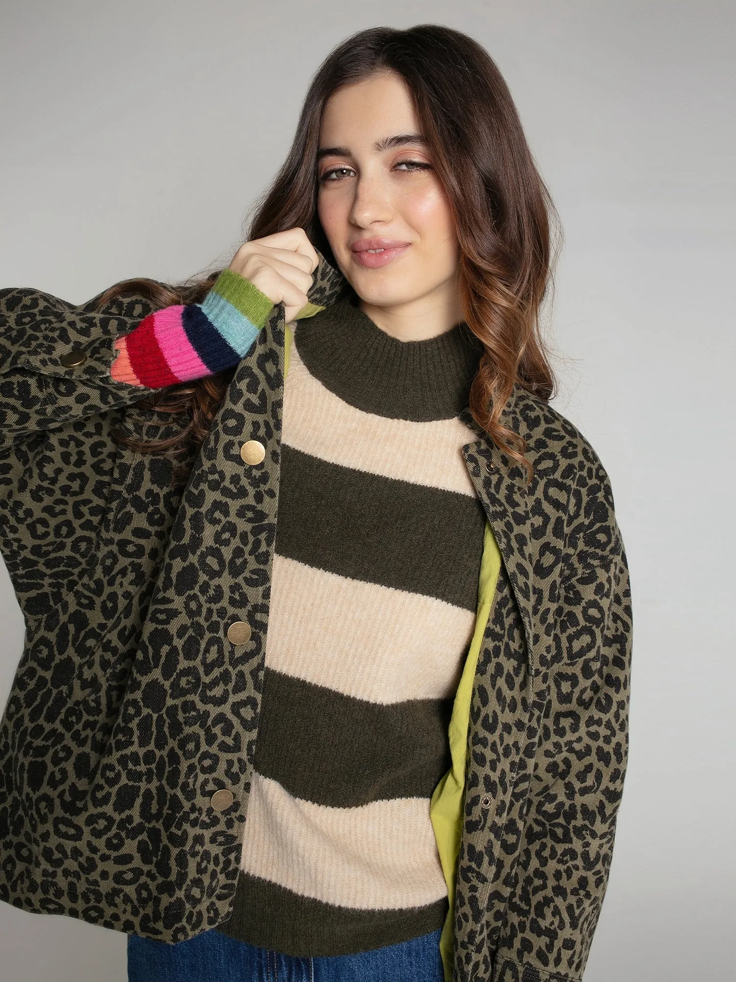 Elliot Jacket in Khaki Leopard print