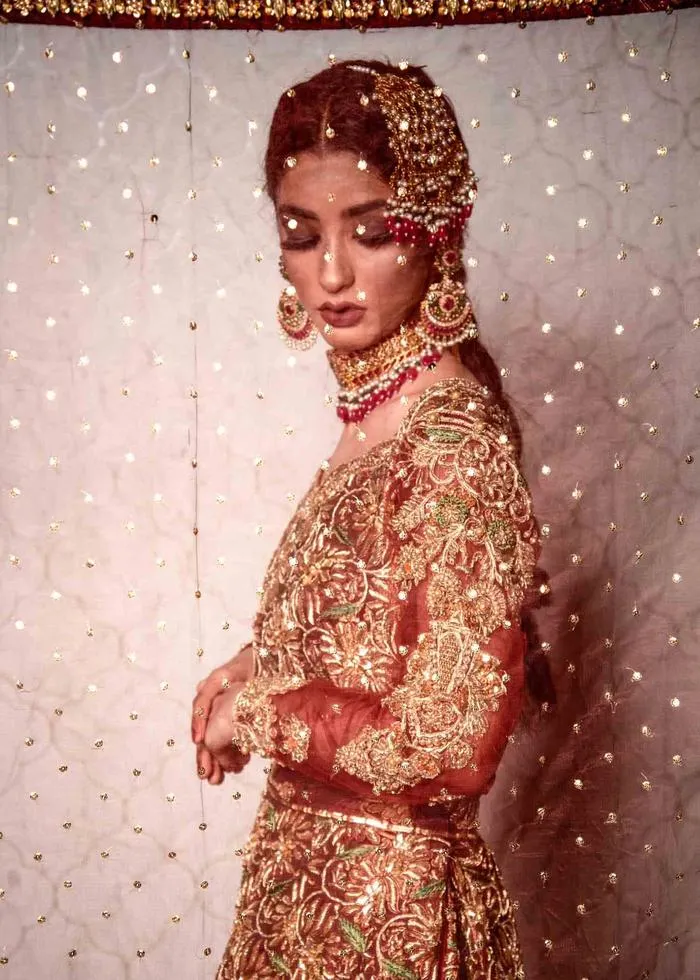 Embroidered Bridal Lehengas with Choli in Red #BN1089