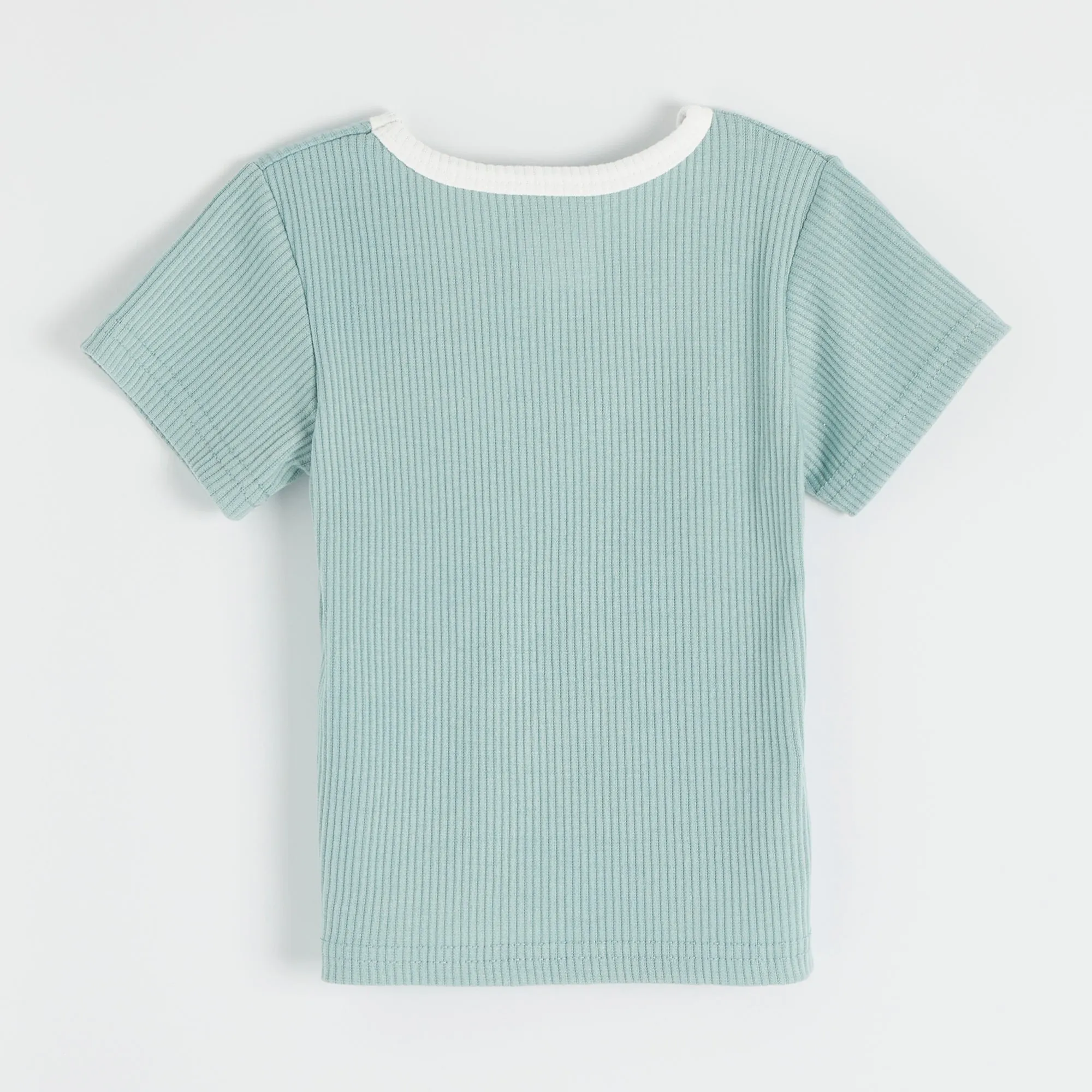 Embroidered Ribbed Duck Egg Summer Set