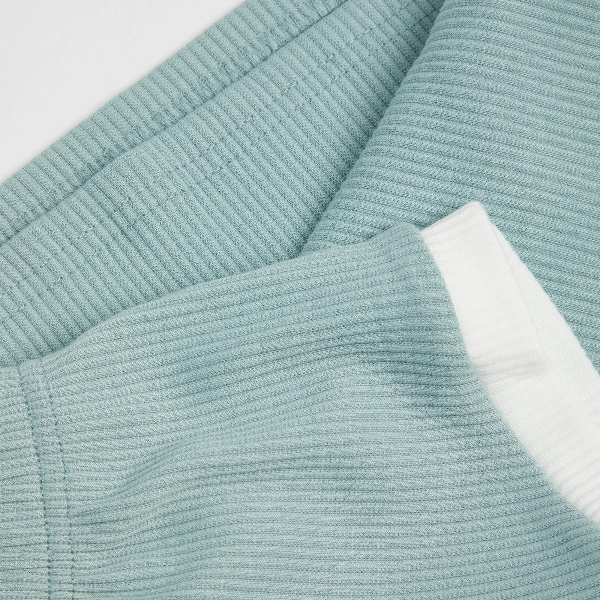 Embroidered Ribbed Duck Egg Summer Set