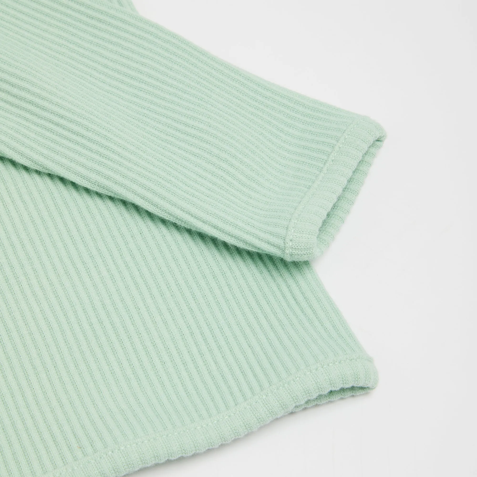 Embroidered Ribbed Mint Lounge Set