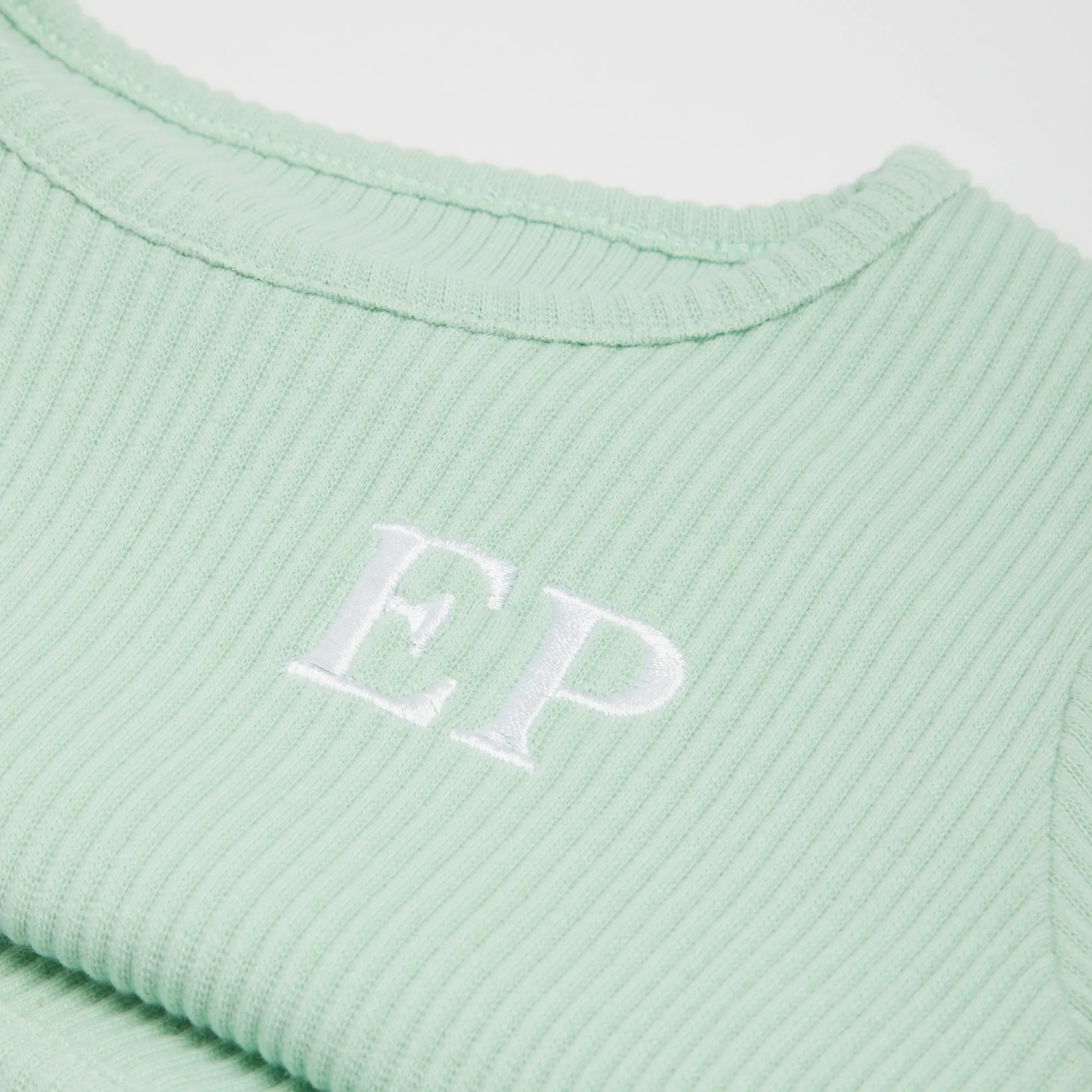 Embroidered Ribbed Mint Lounge Set