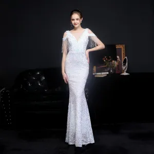 Emery sequined Stylish fringed fishtail dress