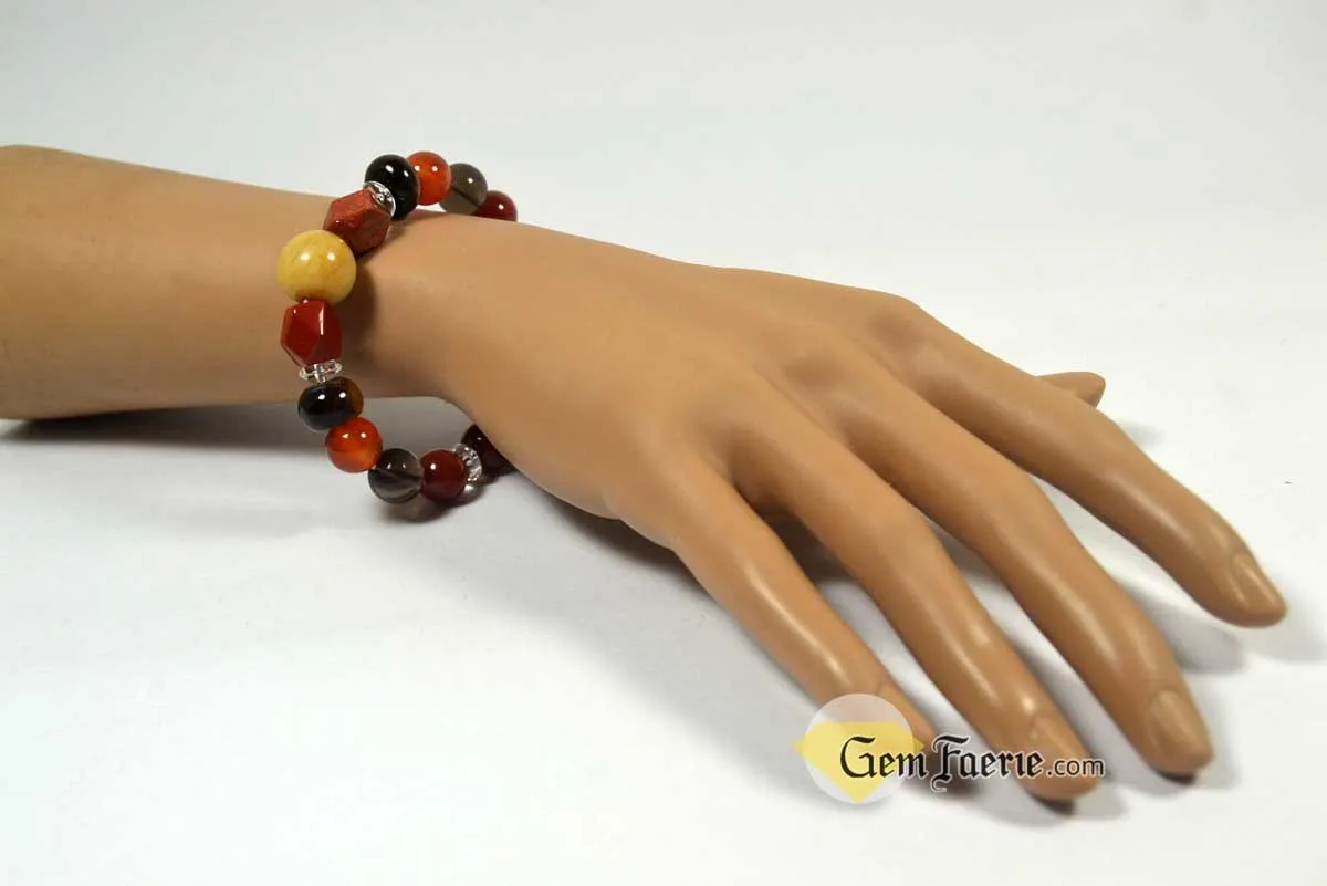 ENERGY BRACELET - Carnelian, Tiger Eye, Red Agate, Red Jasper, Clear Quartz, Yellow Jade, Green Aventurine, Smoky Quartz & Obsidian