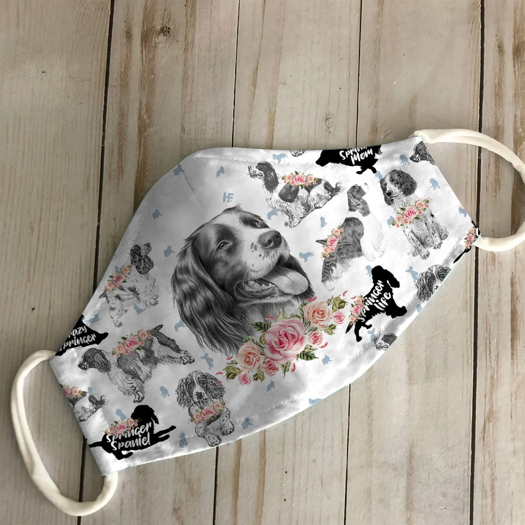 English Springer Spaniel Floral Vintage EZ07 2606 Face Mask