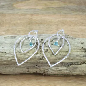 Entwined Large triple Teardrop Sterling Silver Earrings With Color Briolette Gemstones