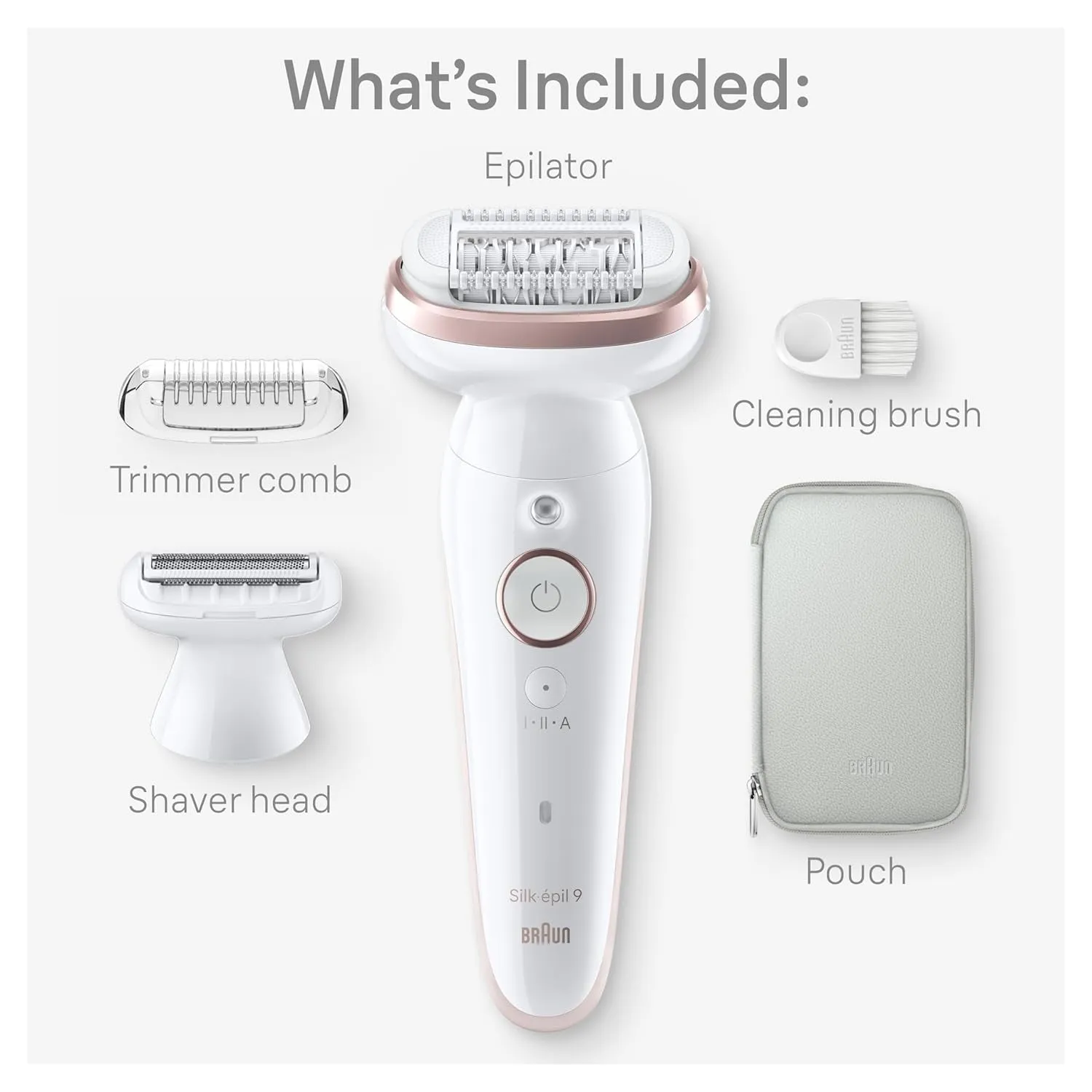 Epilator Silk-Épil 9, Hair Removal Device, Women Shaver & Trimmer, Pivoting Head, Wet and Dry Epilator, Includes Shaver Head and Trimmer Comb, SES9-030