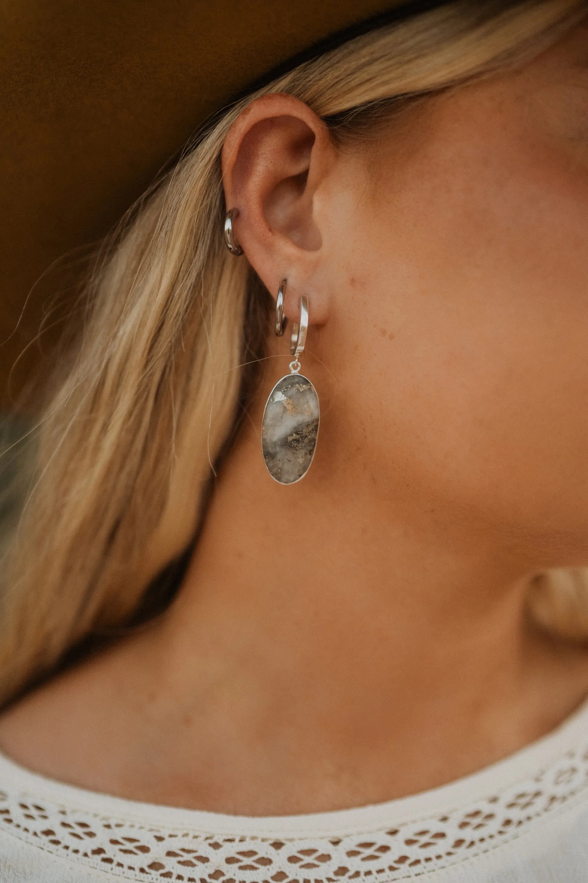 Ernie Earrings | Pyrite Quartz