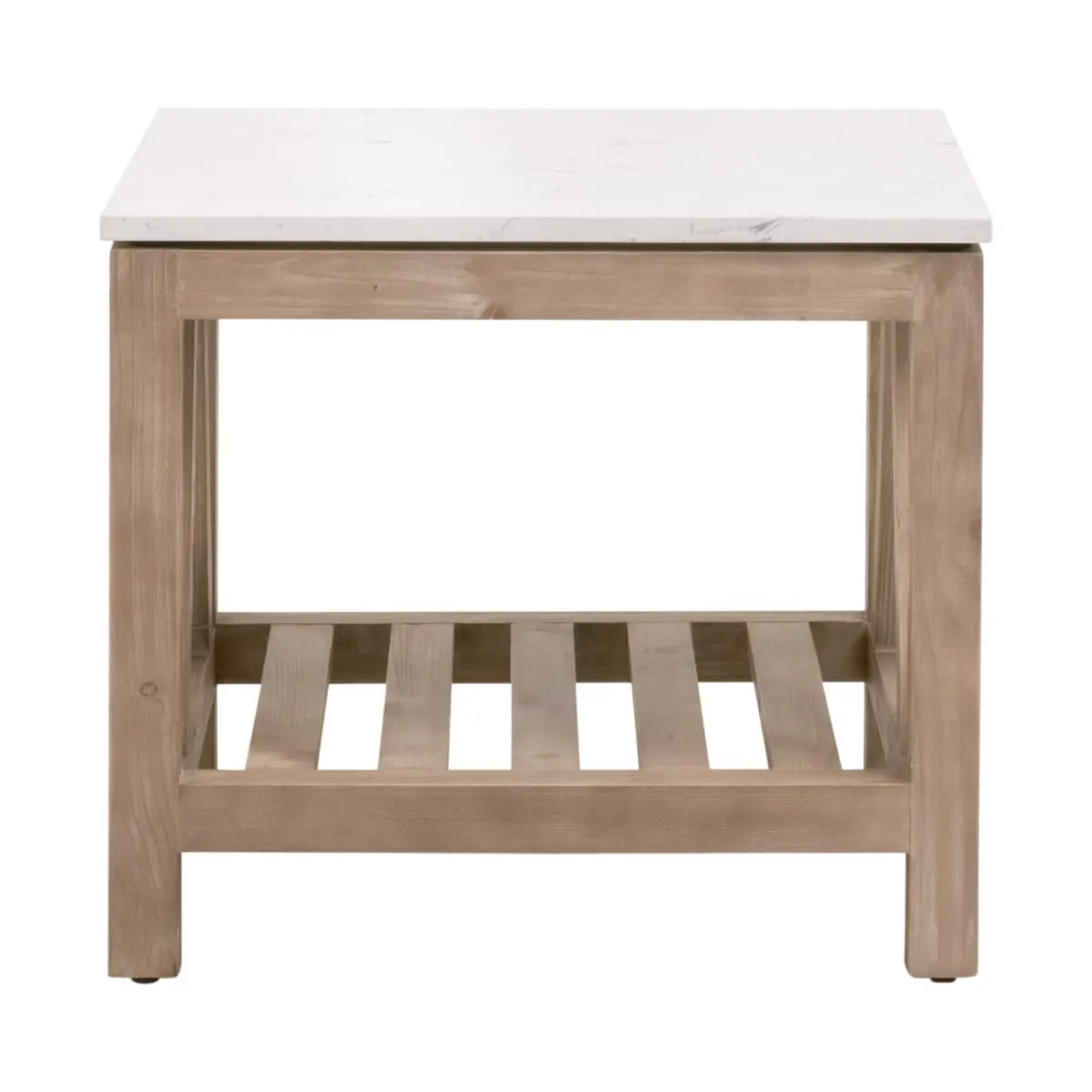 Essentials For Living Spruce End Table ~ Smoke Gray Pine, White Quartz