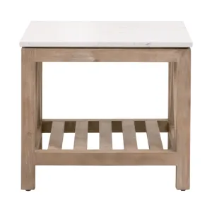Essentials For Living Spruce End Table ~ Smoke Gray Pine, White Quartz