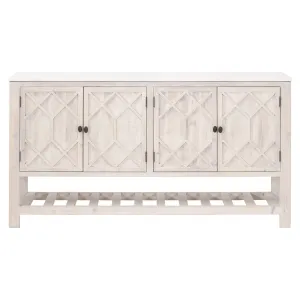 Essentials For Living Willow White Wash Pine With White Quartz Media Sideboard