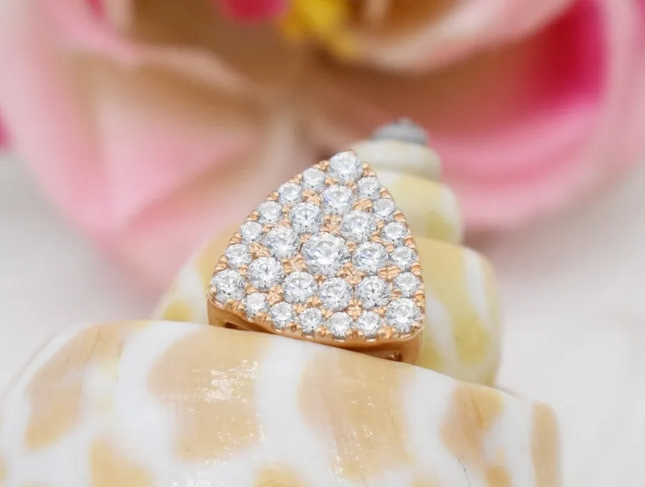 EXQUISITE REAL DIAMOND PENDANT | ROUND DIAMOND TRILLION CLUSTER MINIMALIST NECKWEAR | 14K SOLID ROSE GOLD | VS/SI I-J COLOR PENDANT | APRIL BIRTHSTONE