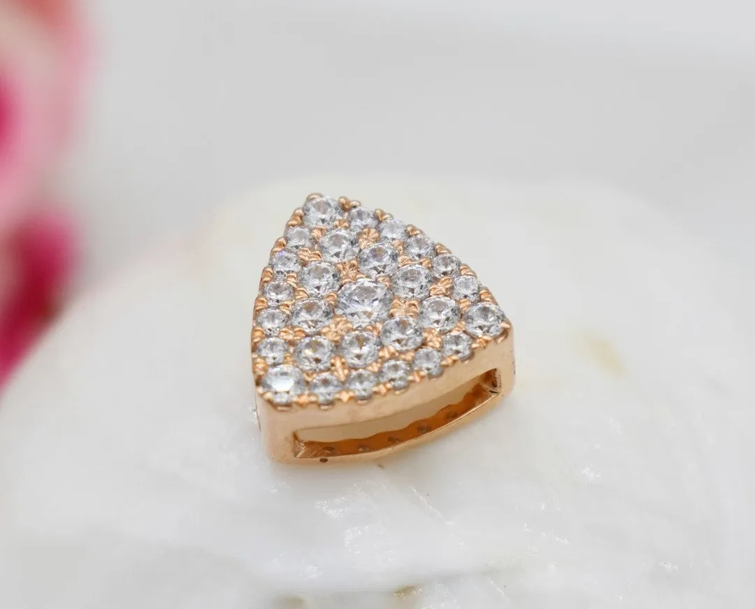 EXQUISITE REAL DIAMOND PENDANT | ROUND DIAMOND TRILLION CLUSTER MINIMALIST NECKWEAR | 14K SOLID ROSE GOLD | VS/SI I-J COLOR PENDANT | APRIL BIRTHSTONE