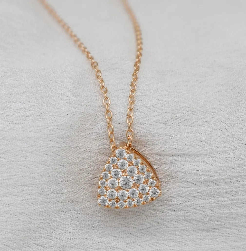 EXQUISITE REAL DIAMOND PENDANT | ROUND DIAMOND TRILLION CLUSTER MINIMALIST NECKWEAR | 14K SOLID ROSE GOLD | VS/SI I-J COLOR PENDANT | APRIL BIRTHSTONE