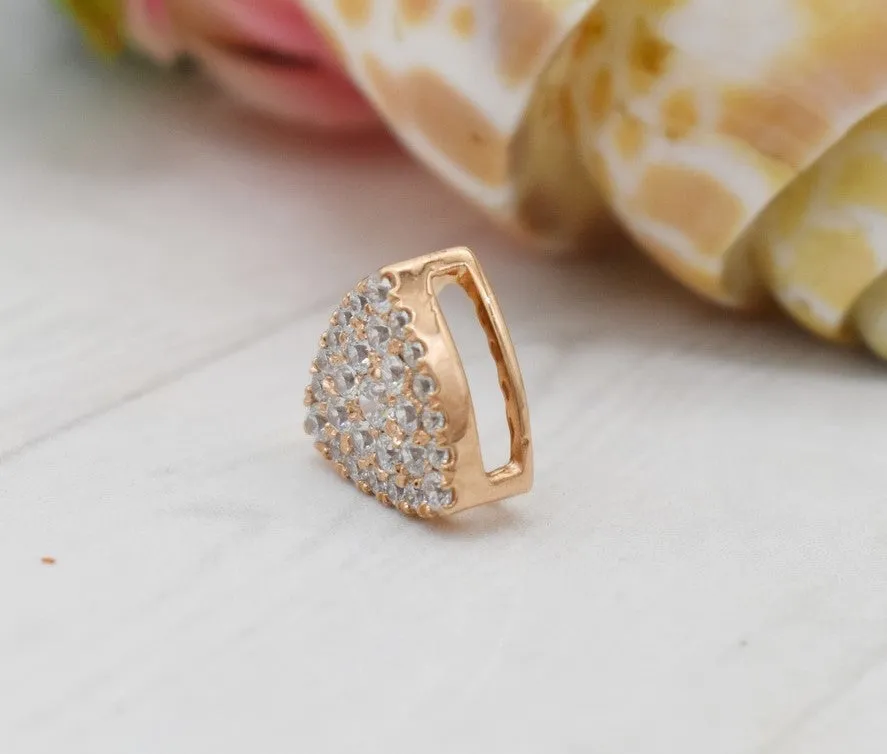 EXQUISITE REAL DIAMOND PENDANT | ROUND DIAMOND TRILLION CLUSTER MINIMALIST NECKWEAR | 14K SOLID ROSE GOLD | VS/SI I-J COLOR PENDANT | APRIL BIRTHSTONE
