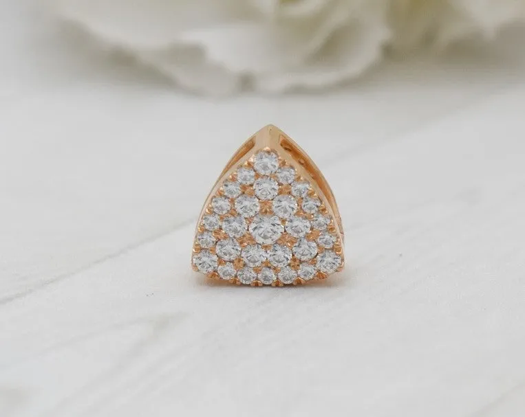 EXQUISITE REAL DIAMOND PENDANT | ROUND DIAMOND TRILLION CLUSTER MINIMALIST NECKWEAR | 14K SOLID ROSE GOLD | VS/SI I-J COLOR PENDANT | APRIL BIRTHSTONE