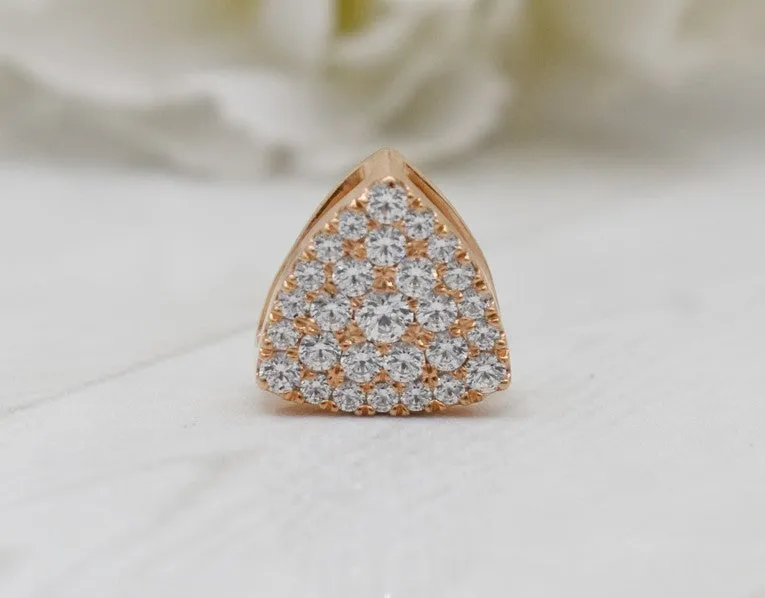 EXQUISITE REAL DIAMOND PENDANT | ROUND DIAMOND TRILLION CLUSTER MINIMALIST NECKWEAR | 14K SOLID ROSE GOLD | VS/SI I-J COLOR PENDANT | APRIL BIRTHSTONE
