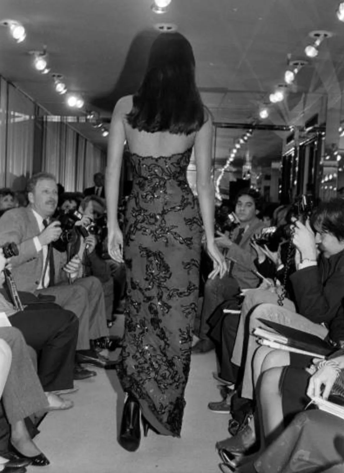 Extraordinary Spring 1984 John Anthony Couture Strapless Blue Sequin Detailed Netted Lace Dress