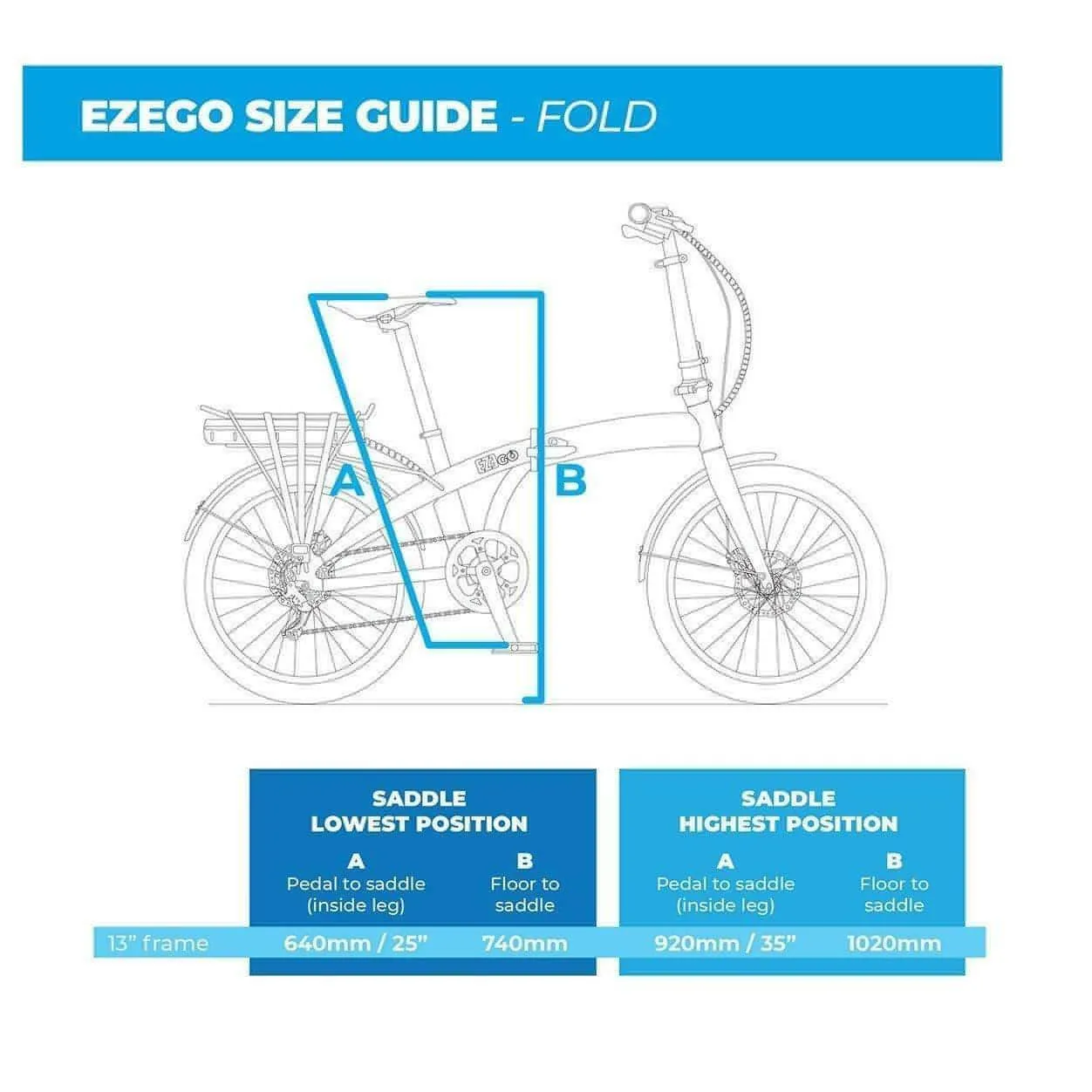 Ezego Fold Electric Folding Bike - Teal