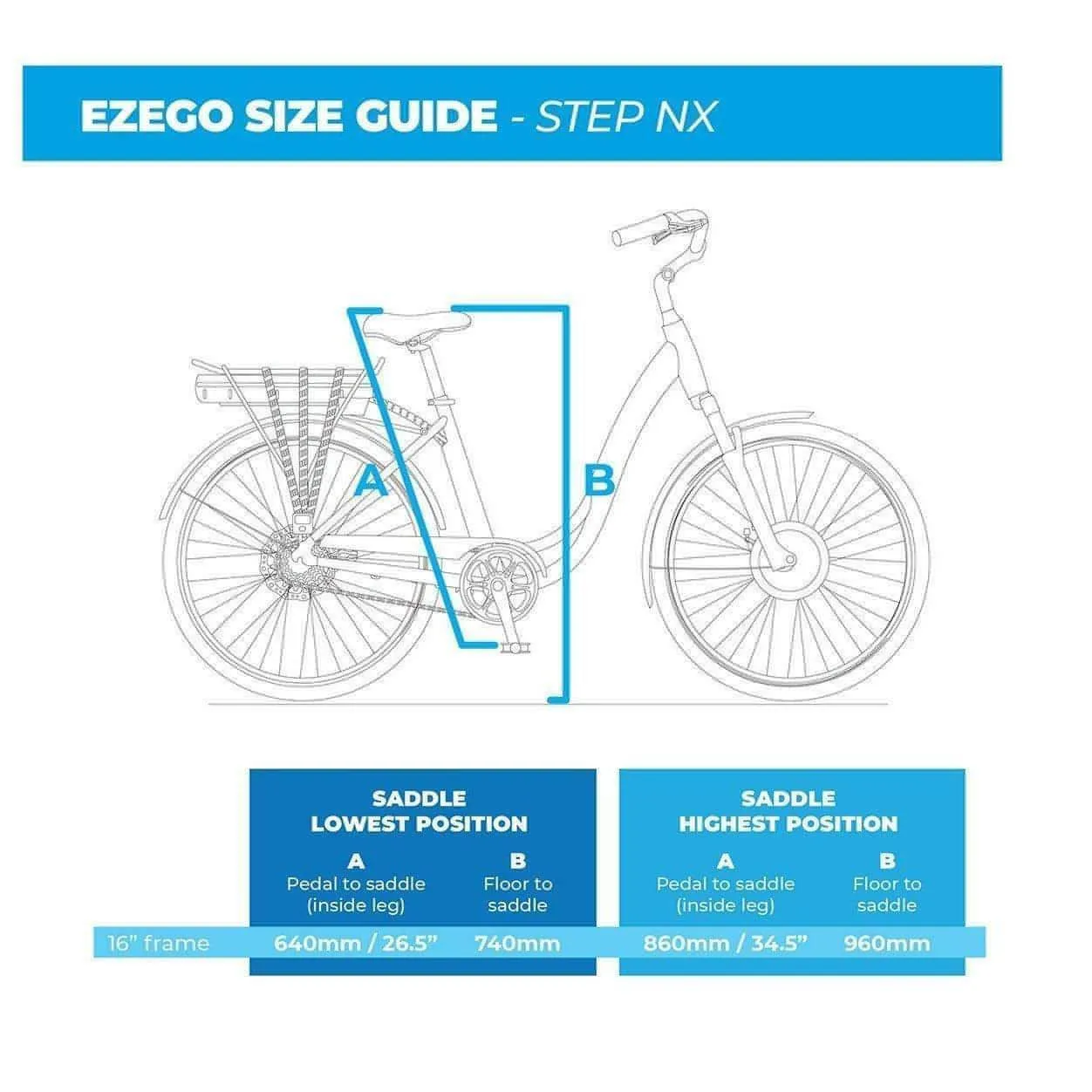 Ezego Step NX 26 Inch Electric Hybrid Bike with 460Wh - Blue