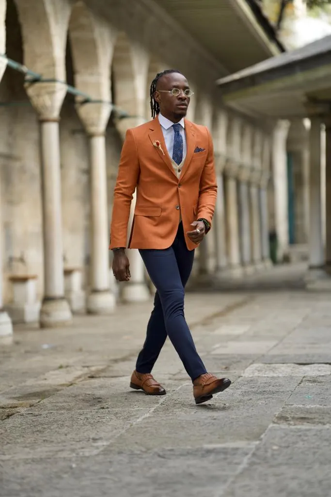 Fabio Brown Slim Fit Cotton Blazer - Tailored Elegance for Every Occasion