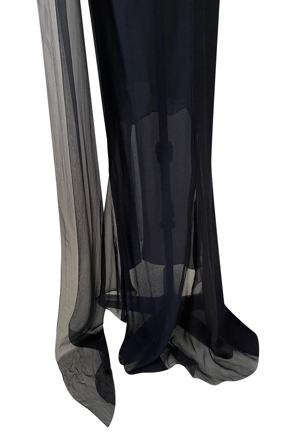 Fabulous 2002 Chanel Cruise Collection Stretch Jersey & Draped Silk Chiffon Midnight Blue Dress