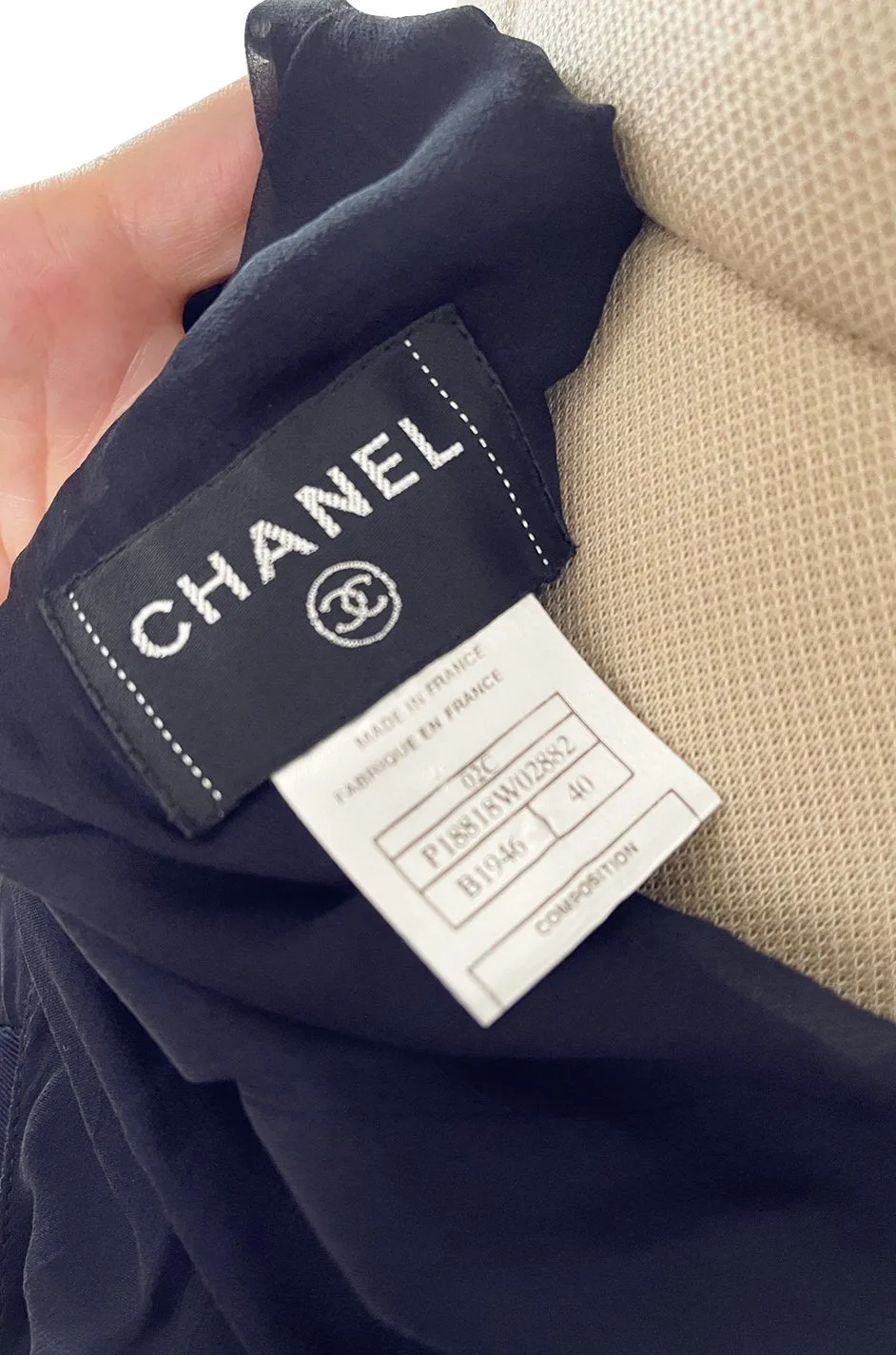 Fabulous 2002 Chanel Cruise Collection Stretch Jersey & Draped Silk Chiffon Midnight Blue Dress