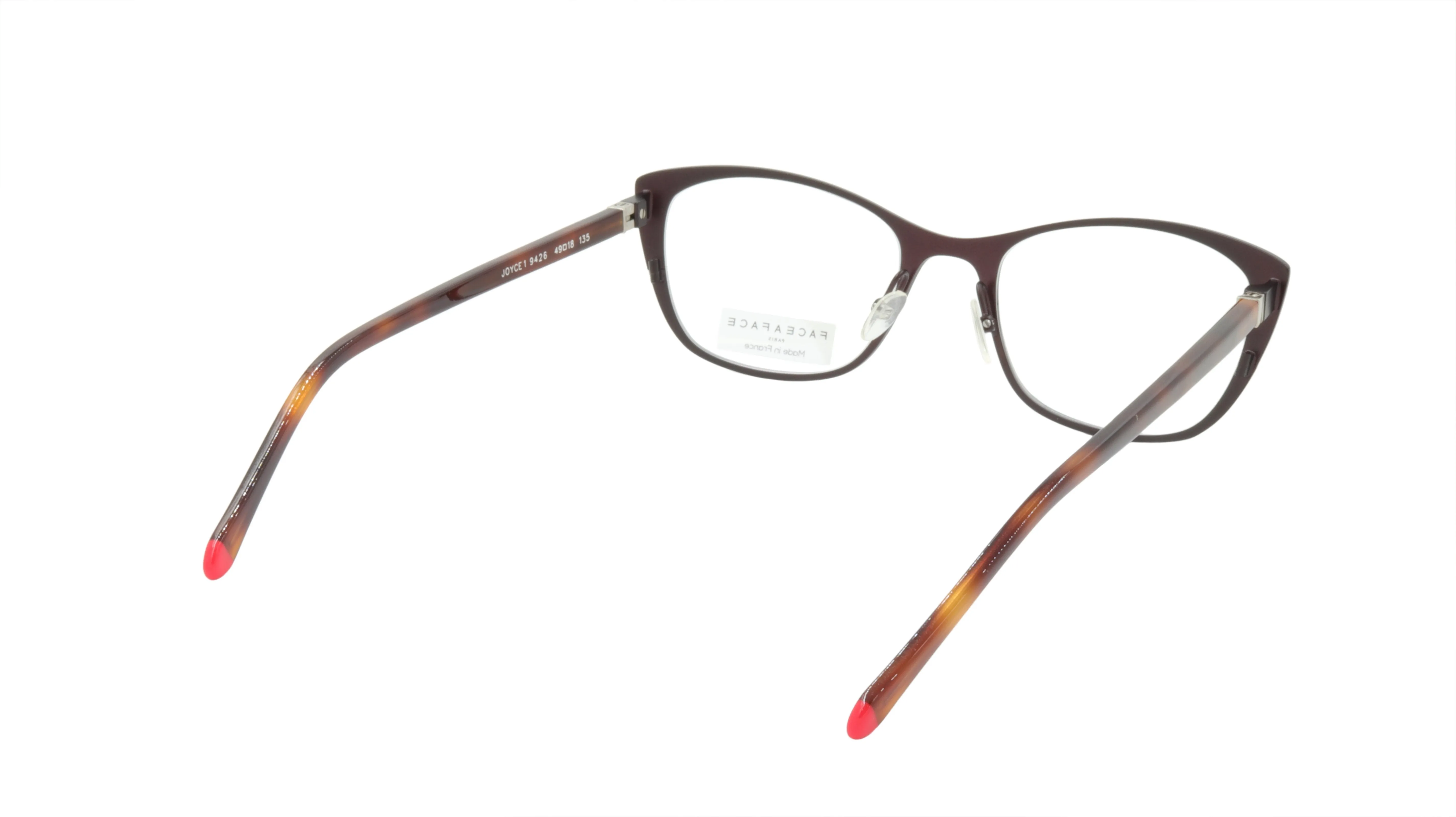 Face A Face Eyewear in a Soft Cateye Shape in Dark Aubergine with a Hint of Red