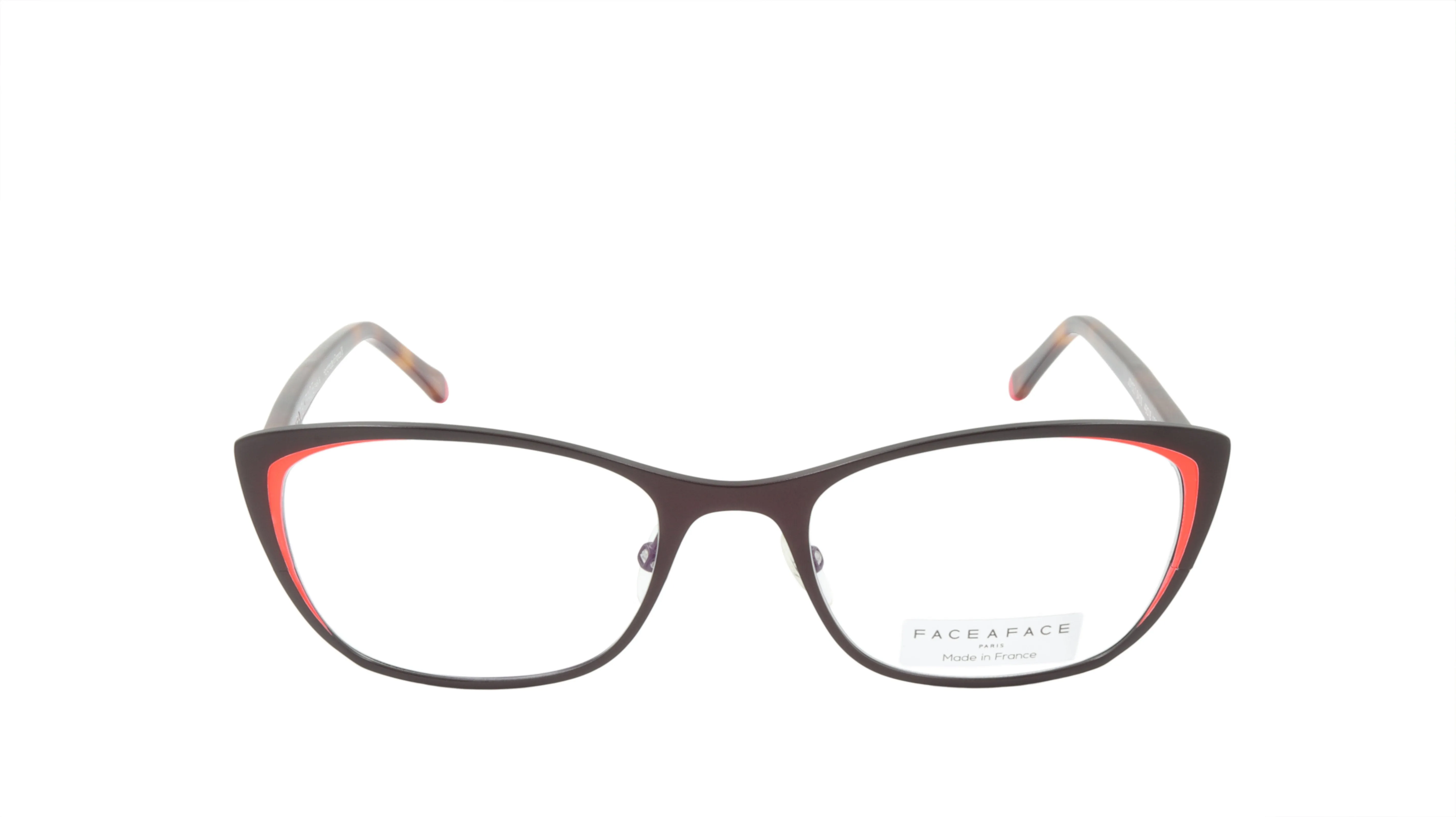 Face A Face Eyewear in a Soft Cateye Shape in Dark Aubergine with a Hint of Red